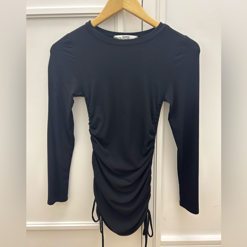 Steve Madden BB Dakota Black Ruched Tie Dress